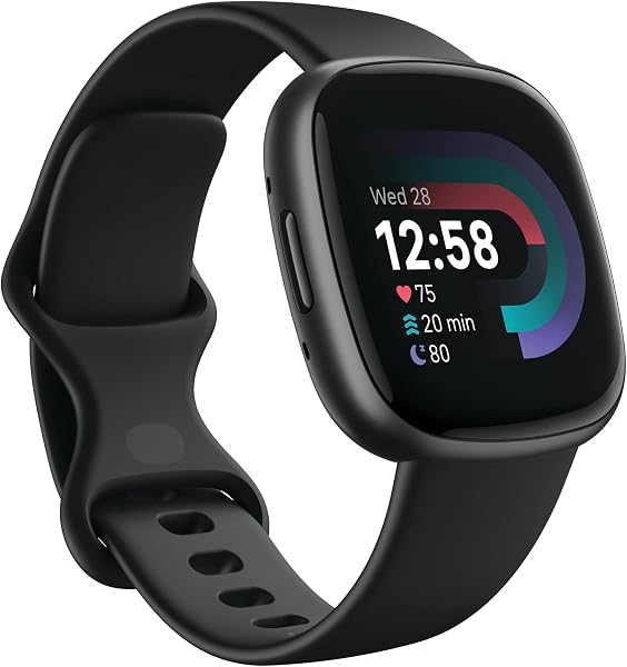 Fitbit Versa 4 Fitness Smartwatch con Preparación Diaria, GPS, Frecuencia Cardíaca 24/7, Más de 40 Modos de Ejercicio, Seguimiento del Sueño y más, Negro/Grafito, Talla Única (Bandas S y L Incluidas)