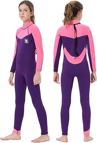Miniatura 7 de TBLUITE Traje de neopreno para niños y niñas en agua fría, 0.118 pulgadas y 0.079 pulgadas con cremallera trasera de neopreno cortolargo para