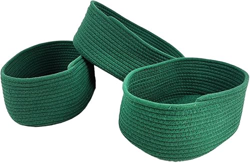 Cestas de almacenamiento, cesta organizadora y cesta de estante, canasta de juguetes, canasta pequeña con asa, caja de almacenamiento abierta, verde