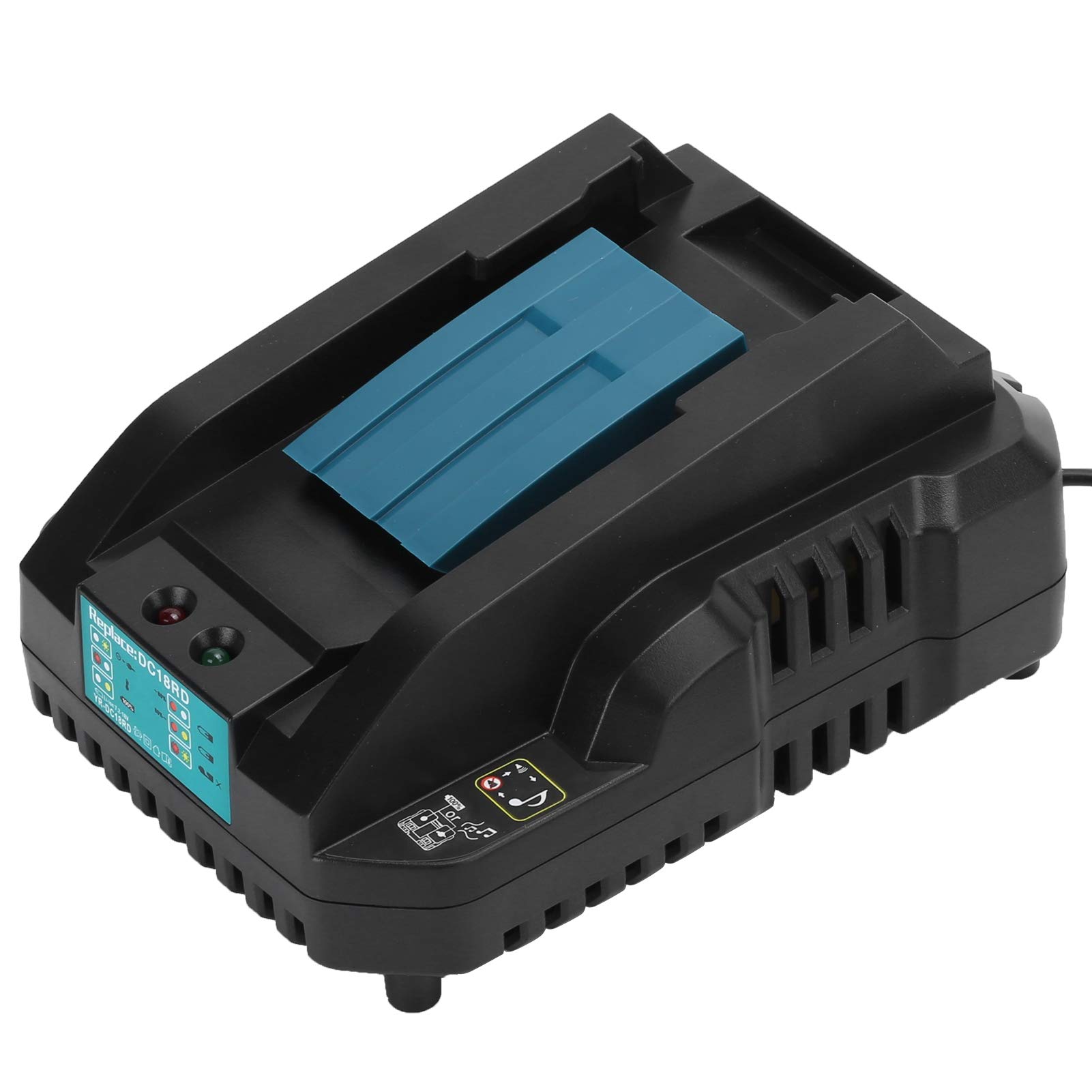 Akozon Caricabatterie al litio 4A per Strumenti Elettrici Litio Pratica Ricarica Intelligente DC18RC 14.4V 18V 100-240V 50‑60HZEU Spina a Doppio Impulso 18V (1#)