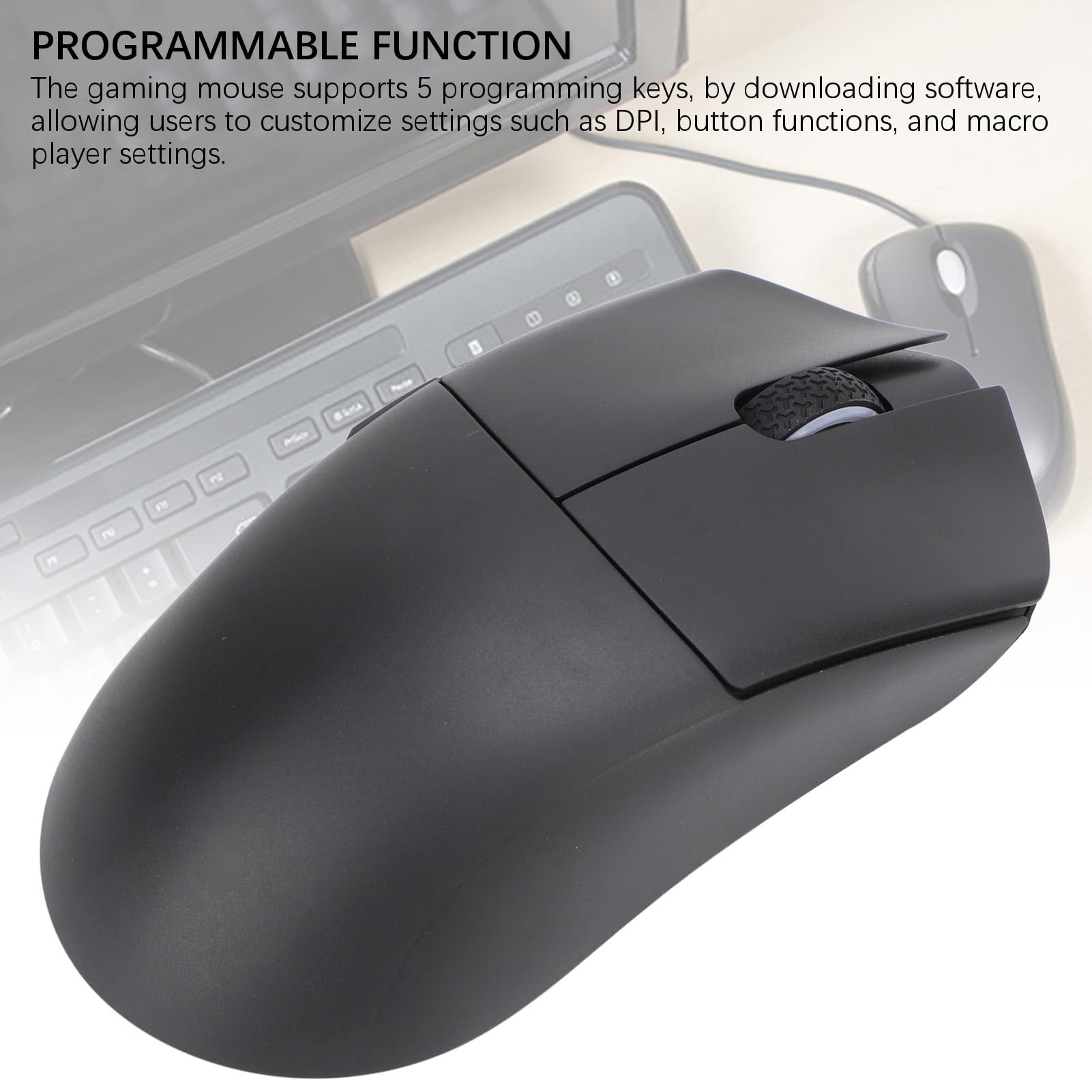 Vikye Mouse da Gioco Wireless 26000 DPI Tri Mode 2.4G USB C Sensore Ottico Mouse da Gioco Leggero per PC Portatile