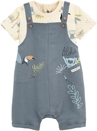 Ensemble salopette bébé en molleton et t-shirt Manouk - Orange corail