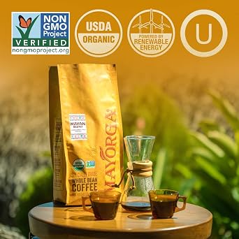 Mayorga Organic Coffee 5lb Mayan Blend - Medium Roast Whole Bean Coffee Specialty Grade, 100% Arabica, Slow Roasted, Chocolate and Floral Flavor with Low Acidity - USDA Organic, Non-GMO, Kosher