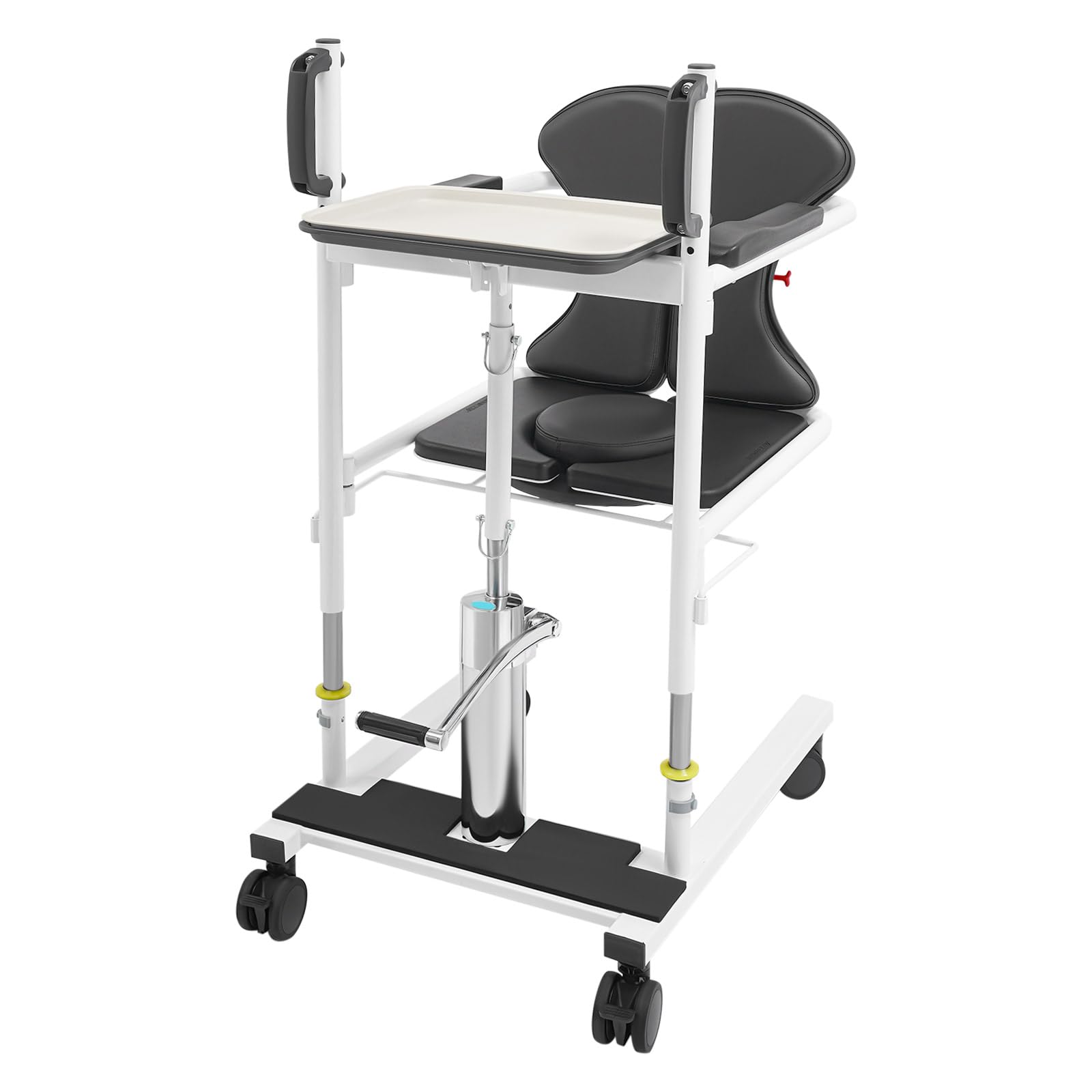 Silla elevadora hidráulica para pacientes 5 en 1, altura ajustable, asiento dividido de 180°, 150 kg, bandeja extraíble con ruedas de freno para personas mayores y discapacitadas, hogar
