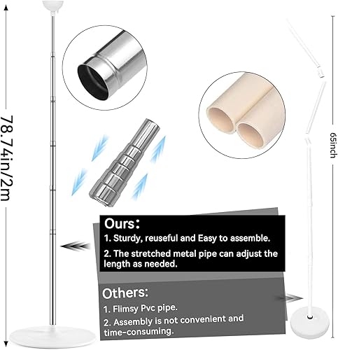Miniatura 3 de Juego de 2 soportes de columna de globos con 100 globos de verano ajustable con bases para el suelo, columna de arco de globos negros y dorados para
