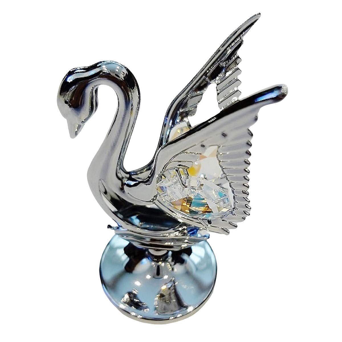 Crystocraft Swan Crystal Ornament With Swarovski Elements Gift Boxed Aurora Borealis Crystals Silver Chrome Plated Perfect Keepsake Collectors Gift Figurine