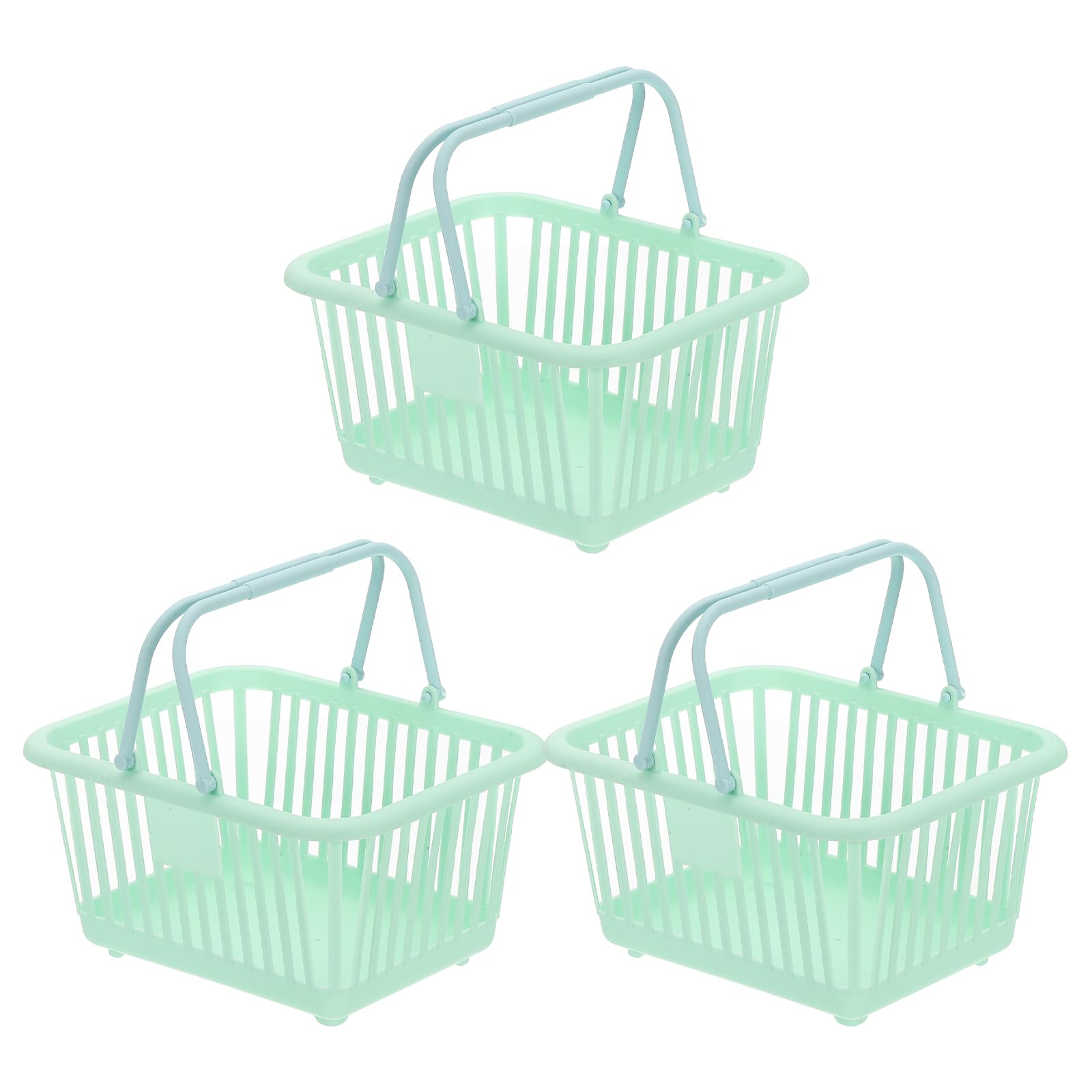 PATIKIL 3PCS Mini Shopping Basket, Small Plastic Basket Mini Storage Basket Grocery Tiny with Handles Organizer Filtered Water for Organizing Toys