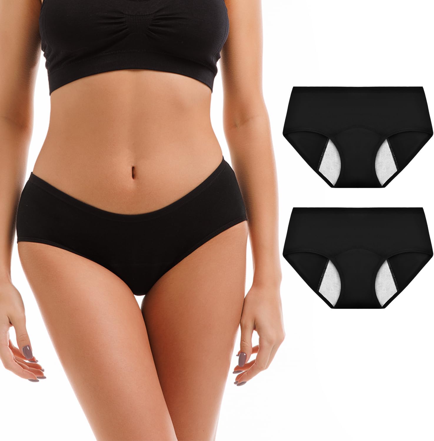 Walifrey Period Pants for Women, Cotton Leakproof Underwear Multipack Walifrey Period Pants for Women, Cotton Leakproof Underwear Multipack