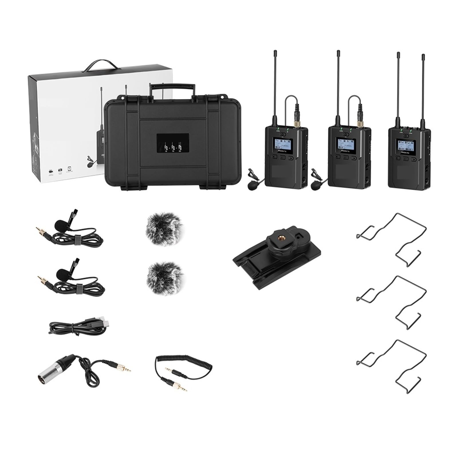 Sound Card Kit Wireless Lavalier Microphone Comica CVM-WM200A 96-Channel Professional UHF Dual Wireless Lapel Microphone Studio Setup For Recording Music (Color : WM200(A), Size : 1)