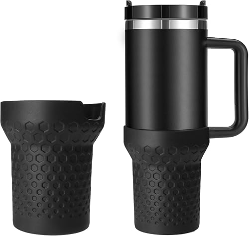 Funda de silicona para Stanley Cup de 30 onzas 20 onzas, funda negra para botas con accesorios Stanley H2.0 y Quencher Adventure Tumbler (negro, 30