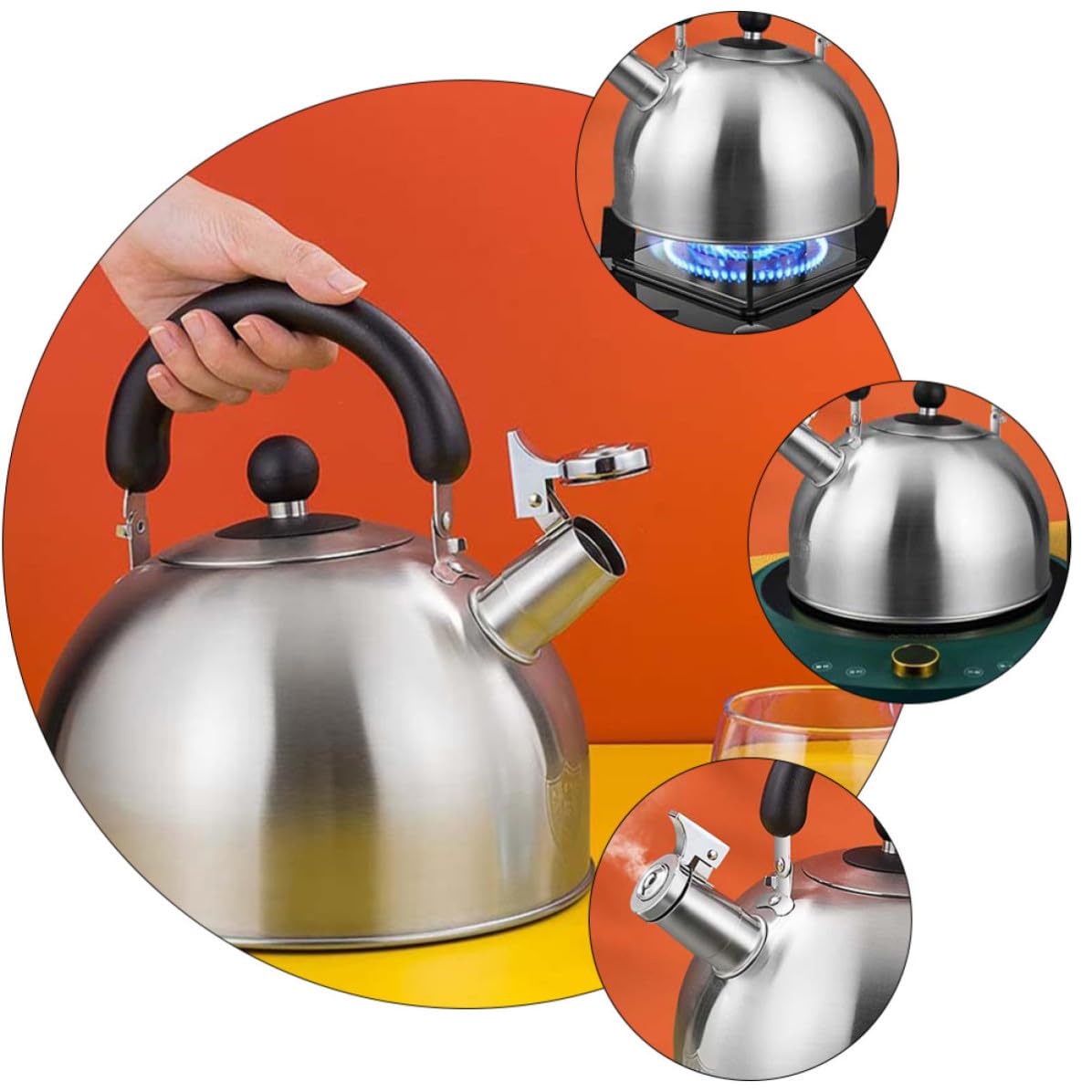 Tetera Silbante de Acero Inoxidable de 3 L para Cocina y Hogar