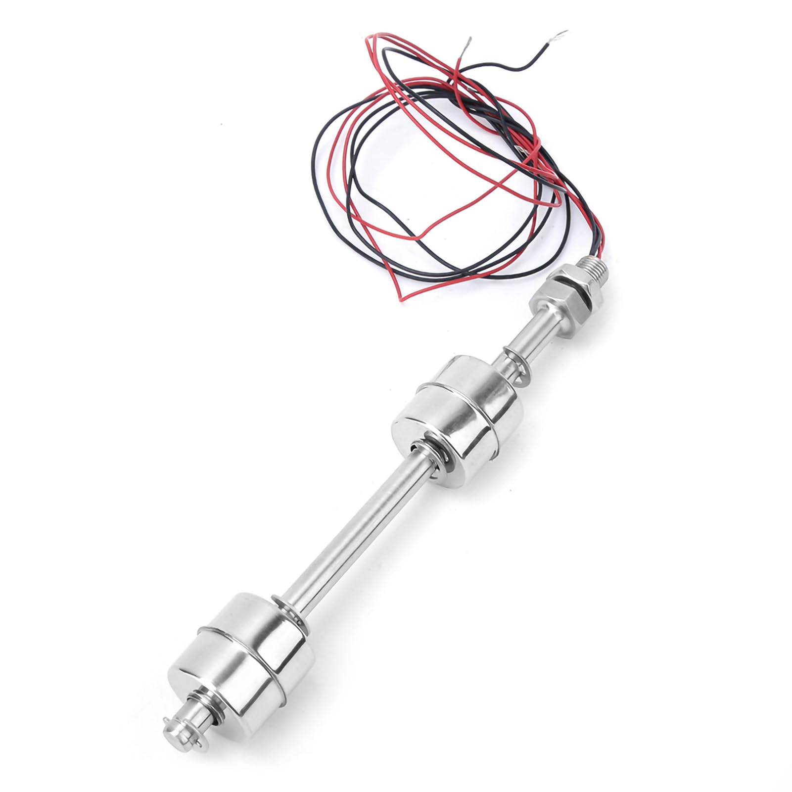 Ejoyous Interruptor de Flotador Doble Bola Sensor de Nivel de Agua Controlador de Líquido de Acero Inoxidable 304 para Tanque Piscina Lavabo Acuario Detector de Nivel de Agua (Cuerpo Flotante 150mm)