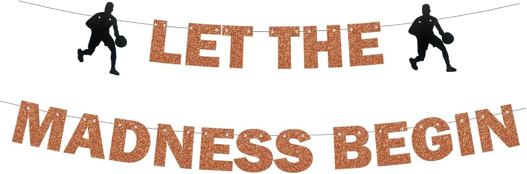 Basketball Theme Banner - Let The Madness Begin - College Basketball Banner for Indoor Outdoor Basketball Theme Party Supplies