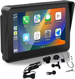 Portable Wireless Carplay & Android Auto for Motorcycle Navigator 5" IPS Touch Screen Waterproof Car Monitor for Motor Bik...