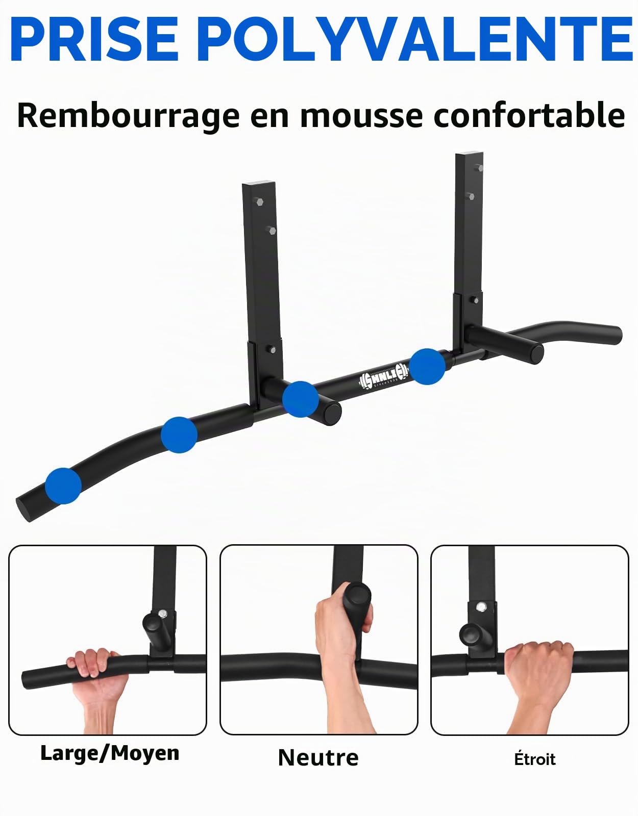 Barre de traction montée sur solive, barre de traction au plafond pour salle de sport à domicile, poutre, chevalet, installation facile, barre de 106,7 cm de large
