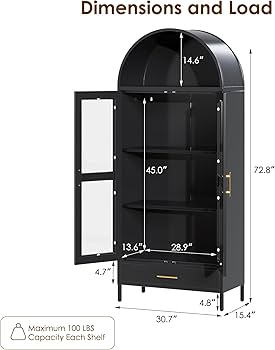 Amazon.co.jp: VEXPOR 高さ73インチ 金属製アーチ型キャビネット
