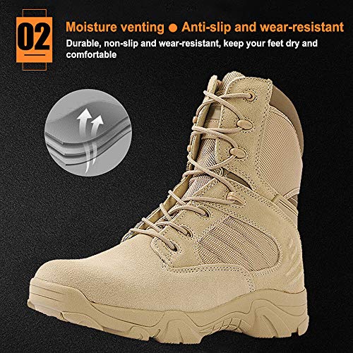 8 Inch Tactical Military Boots for Men & Women - Side Zipper Combat Work Shoes Hiking Trekking Mountaineerin Boots4