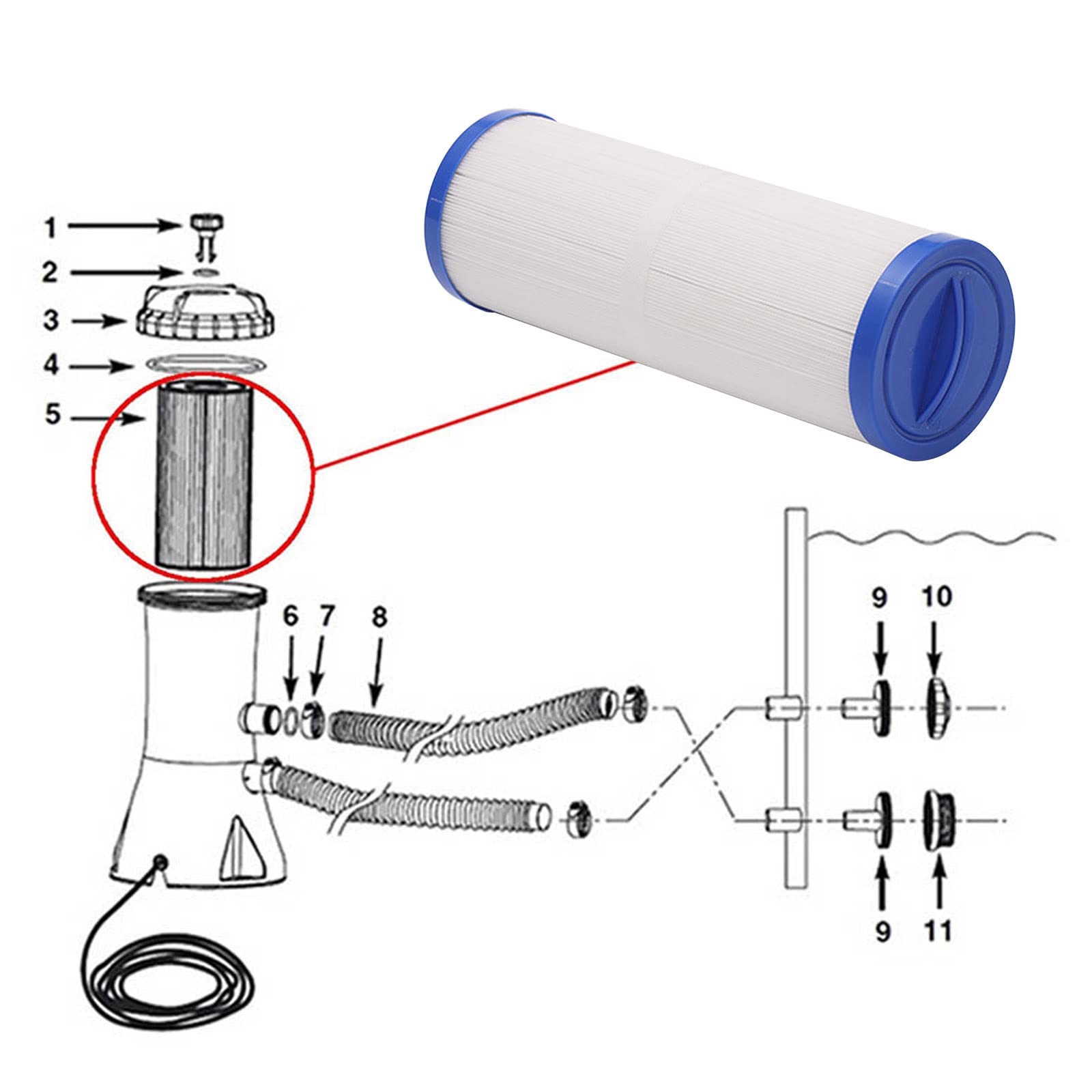 Filtro di Ricambio, Filtro per Vasca Idromassaggio 4CH-949 PWW50L Compatibile con U-nicel 4CH-949, Filbur FC-0172, SD-01143, 817-4050, PDC570-AFS, Cartuccia Filtro Spa (2 pezzi, bianco)