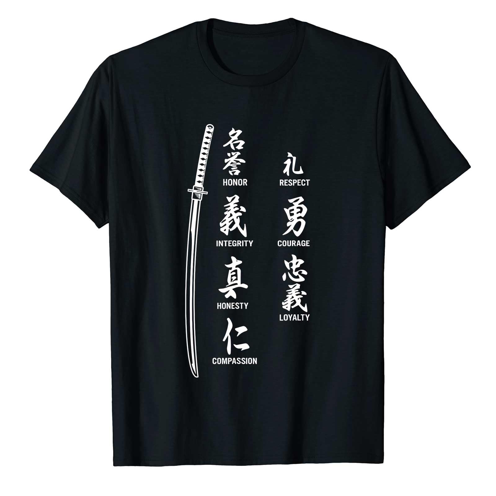 Japanese Kanji Samurai Katana Sword Warrior T-Shirt (1175) Black-picture-48
