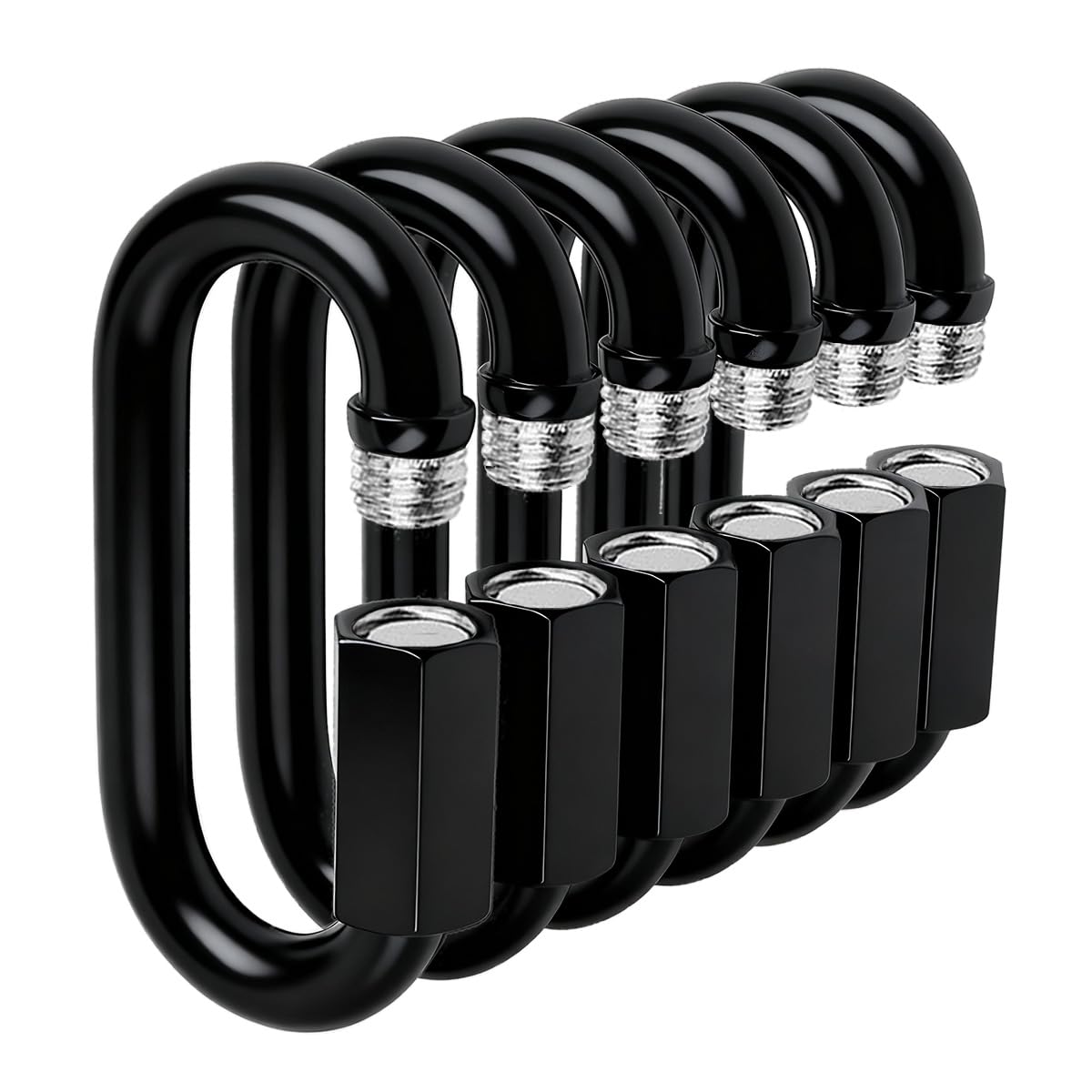 Quick Link - Ekunbuy Heavy Duty Black Chain Link Connector,Screw Lock Oval Clips Electrophoresis Anti-Rust Coating for Secure Outdoor & Indoor Use in Camping, Hammocks,Gym (M5(1.97in, Piece, 6)