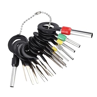 Qiilu 18Pcs Car Wire Terminal Removal Tools, Wire Harness Plug Terminal Extractor Pick Connector Crimp Pin Back Needle Remove Tool