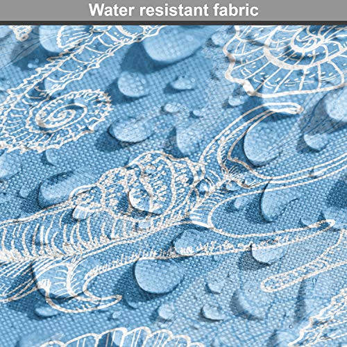 Image of Lunarable Underwater Fabric by The Yard, Doodle Style Aquatic Pattern Shellfishes and Seahorse Retro Animal Design Marine, Decorative Fabric for Upholstery and Home Accents, 3 Yards, White Blue
