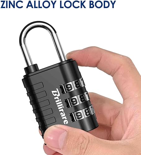 Miniatura 3 de Paquete de 8 cerraduras de combinación, candado impermeable de 3 dígitos sin llave, de aleación de zinc para exteriores, reiniciable, para mochila,