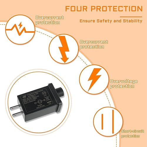 Miniatura 10 de HUAREW Adaptador inflable de repuesto para patio, 1A, 12V, clase 2, adaptador de fuente de alimentación para Navidad, guirnalda de luces de