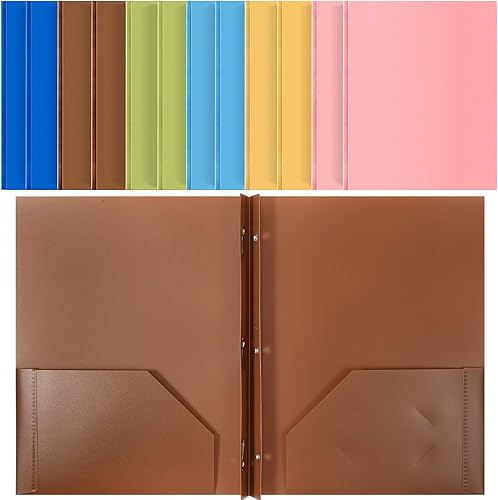 Glenmal 12 carpetas de plástico de bolsillo de polietileno de 3 puntas, carpetas de archivos con sujetadores para suministros de papel para escuela,