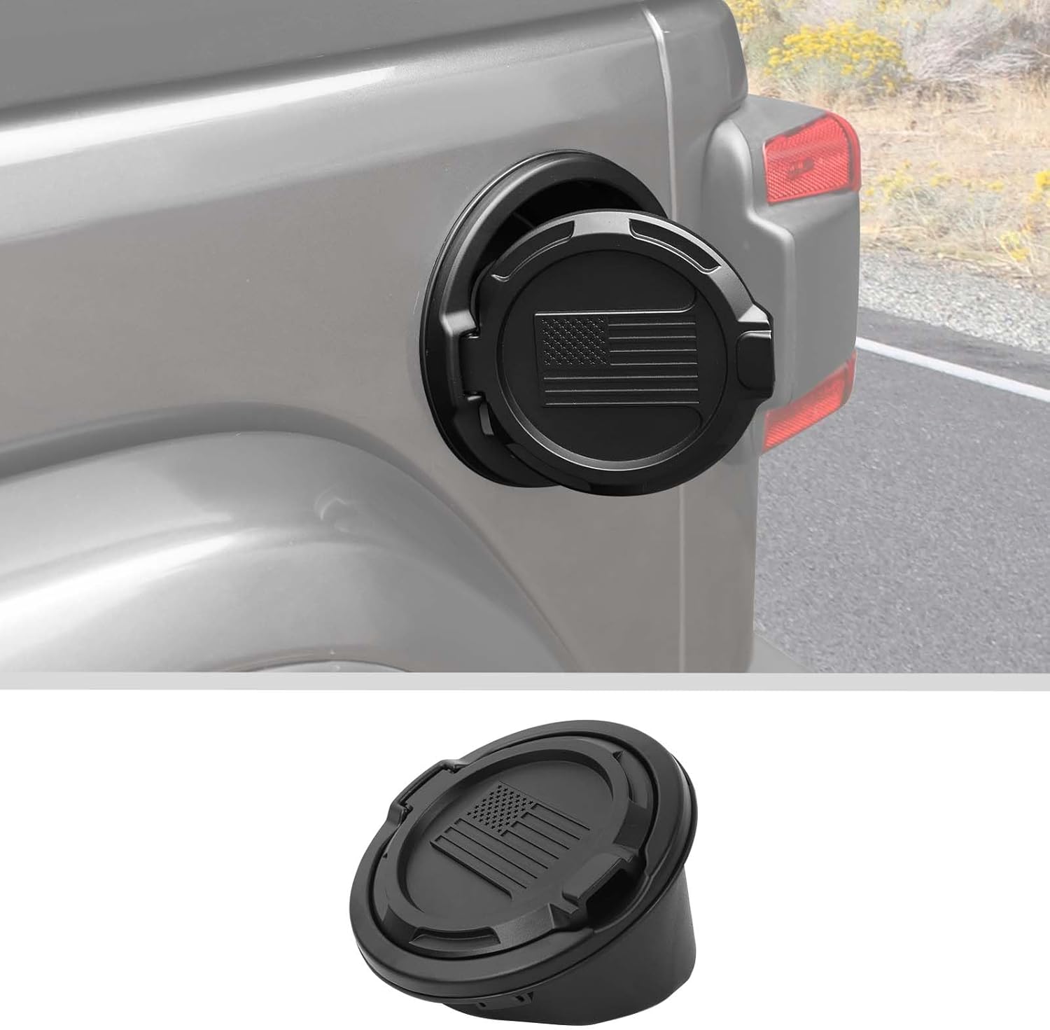 JWYY for JL Wrangler Fuel Tank Cover Decoration Gas Cap Cover Trim Cap US Flag Fit for 2018-2024 Jeep Wrangler JL 2/4 Door Exterior Accessories