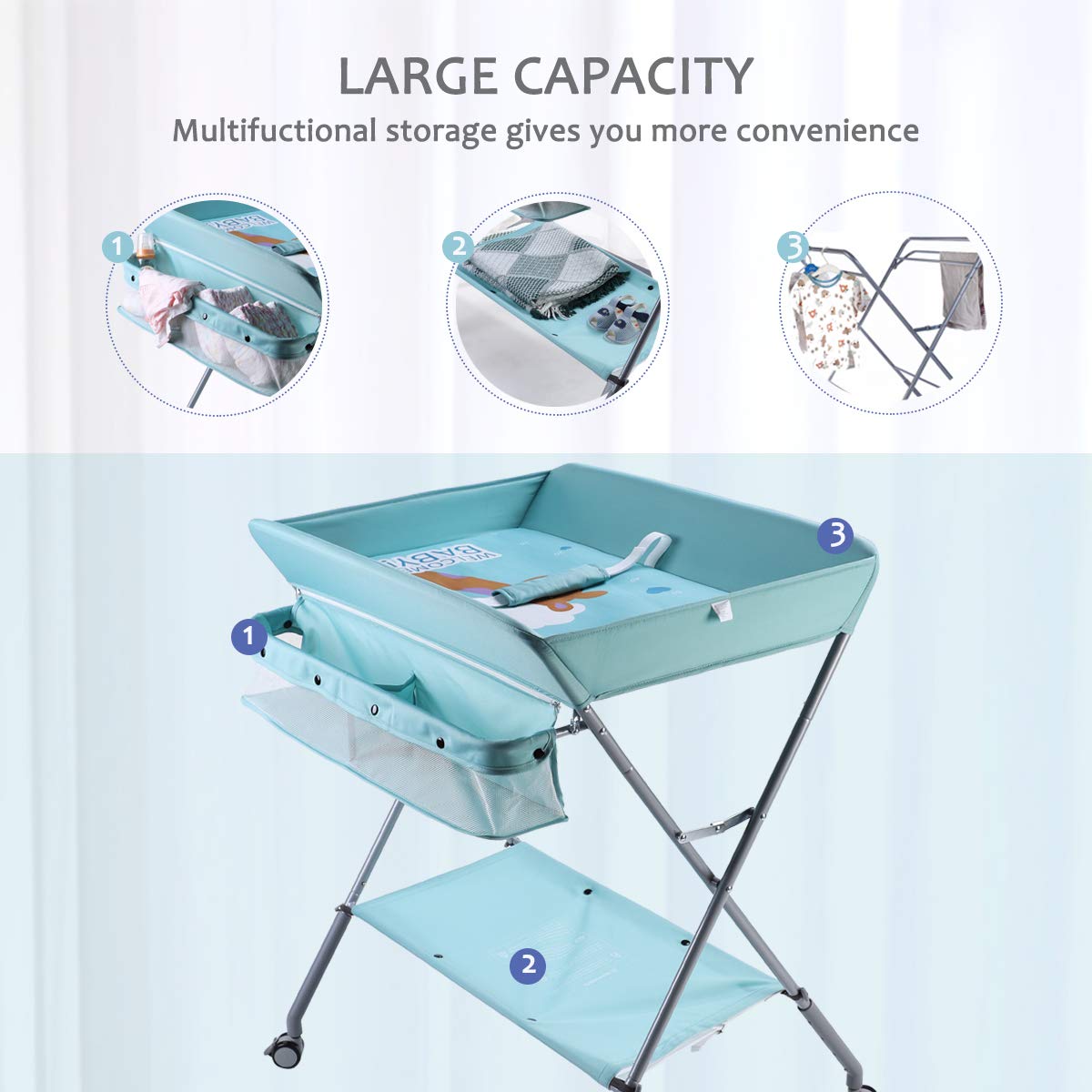 EGREE Baby Changing Table Portable Folding Diaper Changing Station with
