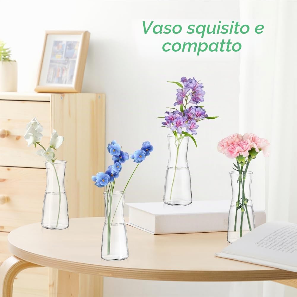 Piccoli vasi in vetro per decorazione da tavolo, mini vasi trasparenti piccoli 12 vasi per fiori moderni, minimalisti, in vetro, per matrimoni, compleanni, feste, tavolo da pranzo, decorazione da