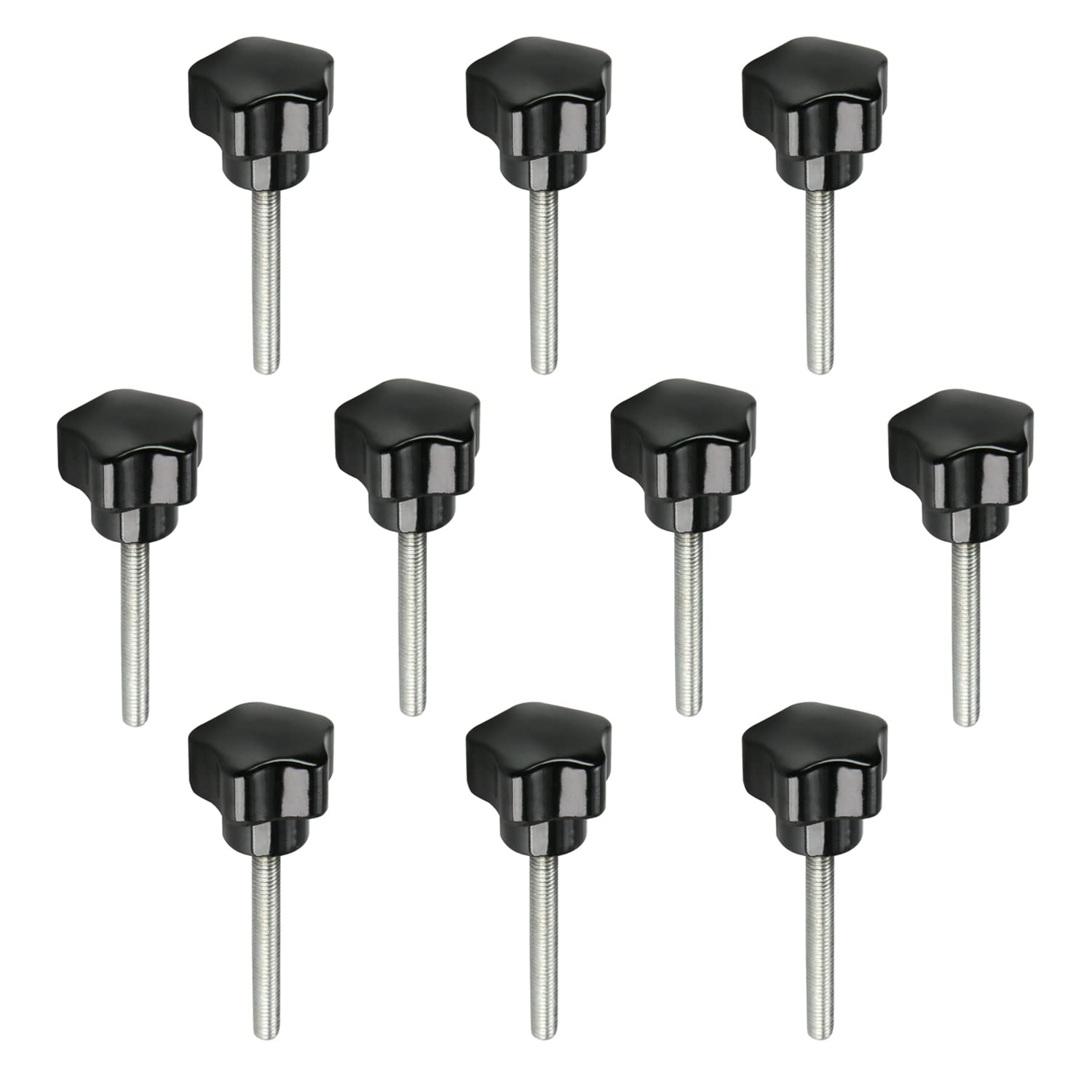 Wenheww 20Pcs M5 x 40mm Thread Star Knob, 25mm Diameter Male Thread Bakelite Star Shaped Hand Knob Tightening Screw, Black Clamping Knob Handle Replacement Grip Handle Fastener
