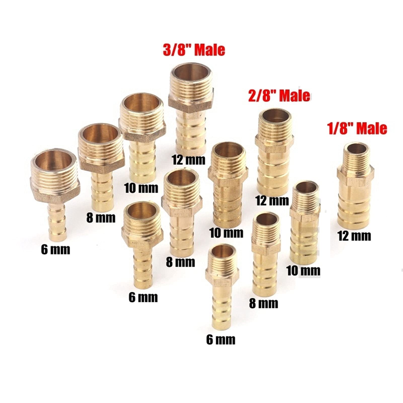Mdingbao-Raccordo tubo ottone Raccordi per tubi in ottone Thread maschio Giunto di rame Giunto di rame 4/6 ~ 50mm Tubo flessibile a 1/8 "~ 2" BSP BSP MASCHIO CONNSUCCIO GASUFO GASHE GOUNCIATO, 2PCS, C