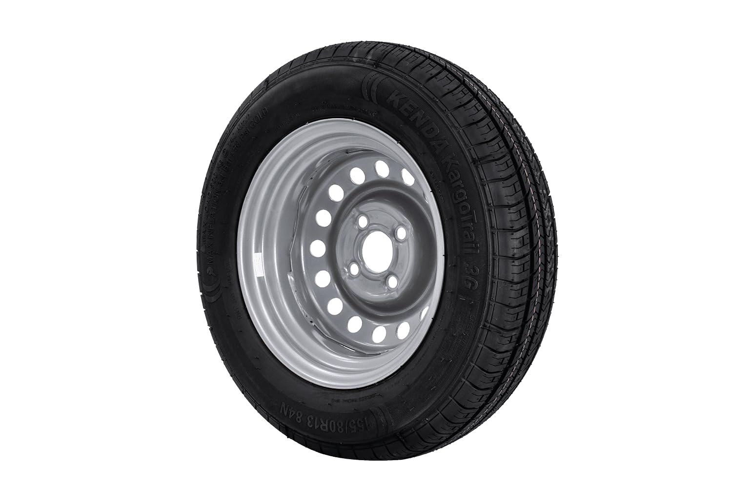 KENDA Ruota Completa per Rimorchio Leggero 155/80 R13 84N con Cerchio in Acciaio 4Jx13"H2 4x100 ET30, Portata 500 kg per Carrelli e Camper