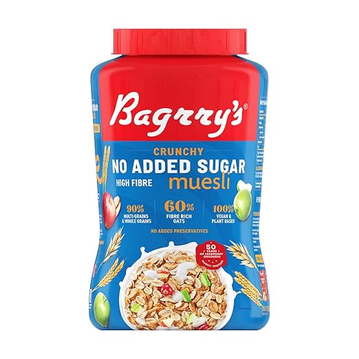 Bagrry's No Added Sugar Crunchy Muesli Jar, 1000g