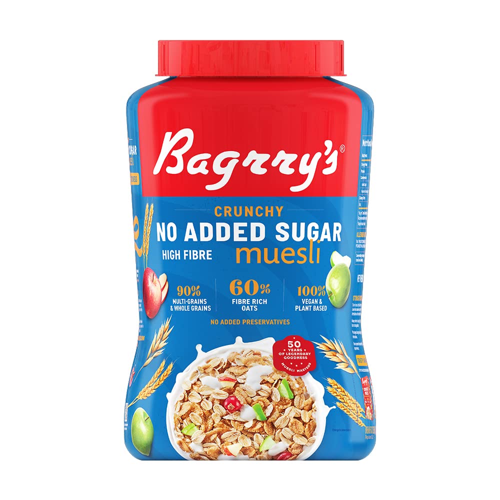 Buy Bagrry's Crunchy Muesli No Added Sugar 0 1kg Jar 90 Multi Grains