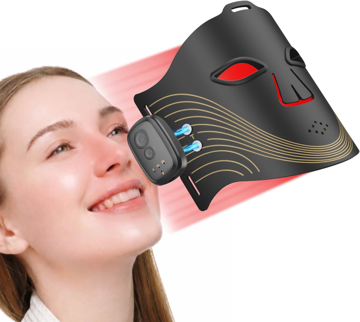 Red Light Therapy Mask for Face: 4 LED Modes with 850nm NIR Red Blue Orange Light Facial Care Wireless Light Therapy Mask – 4000 mAh Rechargeable Infrared Mask for Skin Glow and Acne Care