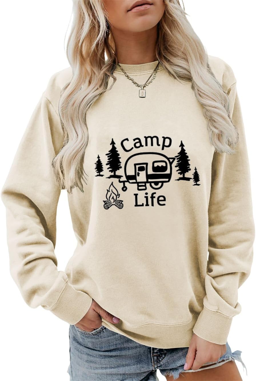 Camp Life Sweatshirt Hiking Camping Sweater Funny Camping Lover Shirt Camper Gifts Women Crewneck Camp Pullover Tops