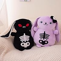 Vista 24 de ELAINREN Peluche de conejo loco grande, para Halloween, terrible conejito de Pascua, almohada de conejo blanco suave, abrazable, encantador