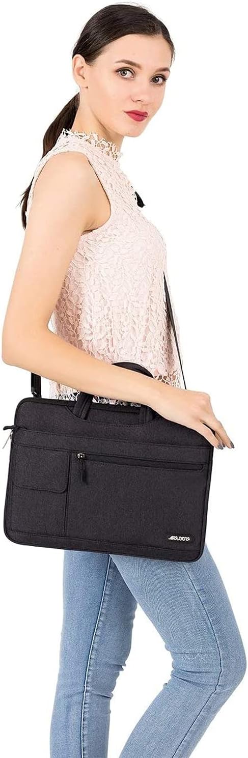 MOSISO Laptop Shoulder Bag Compatible with MacBook Pro 16 inch 2023-2019 M3 A2991 M2 A2780 M1 A2485 A2141/Pro 15 A1398,15-15.6 inch Notebook,Polyester Flapover Briefcase Sleeve Case, Black - Image 2