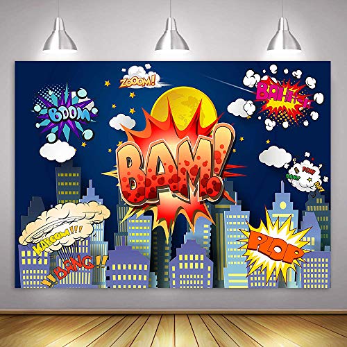 Superhero City Skyline Background MTMETY 10x7Ft Photo Booth Backdrop Studio Props LSME774