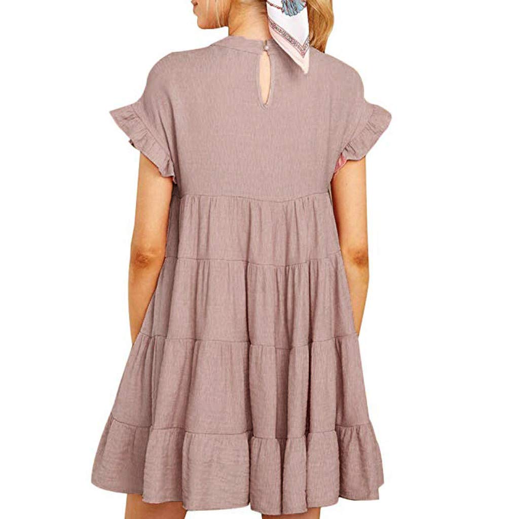 LONGDAY Women's Summer Casual T Shirt Dresses Short Sleeve Swing Dress Swing Loose Fit Comfy Flowy Cute Tunic Dress