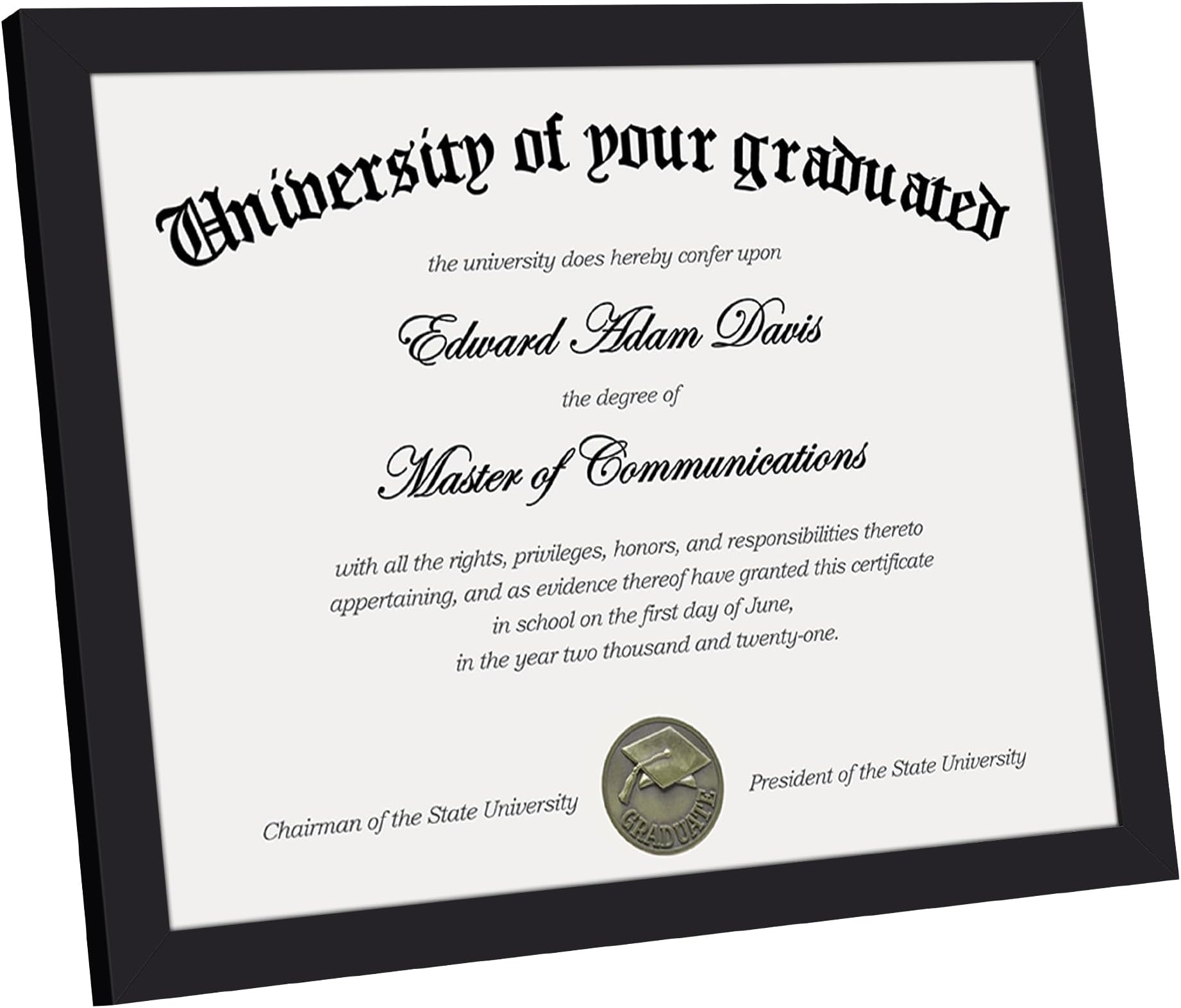 upsimples 8.5x11in (21.59x27.94cm) Picture Frame Certificate Document Frame with High Definition Glass,5 Pack Diploma Frames for Wall and Tabletop,Black