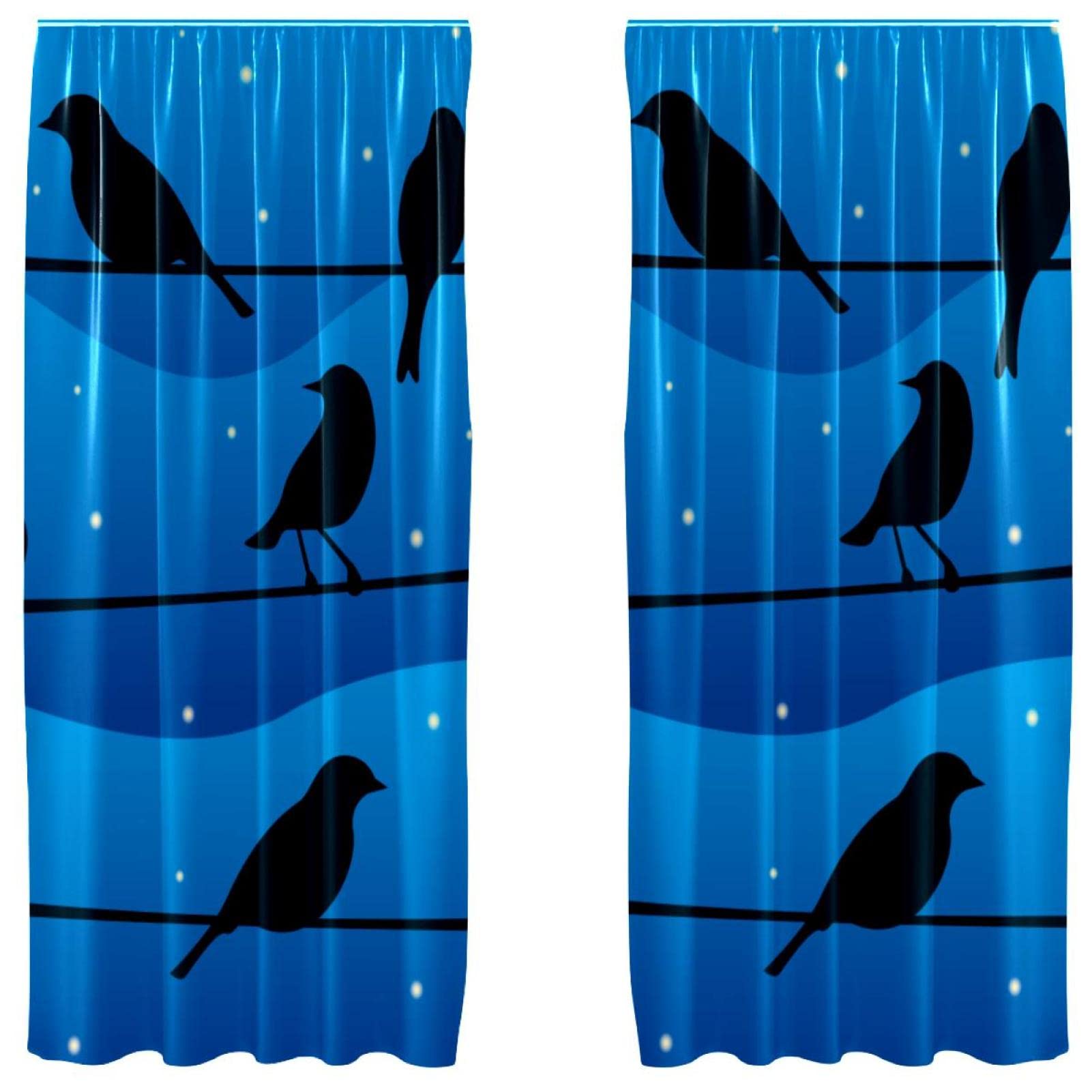 Cortinas de panel Blue & Blace Birds juego de 2 paneles ligeros de 55x84 pulgadas con bolsillo