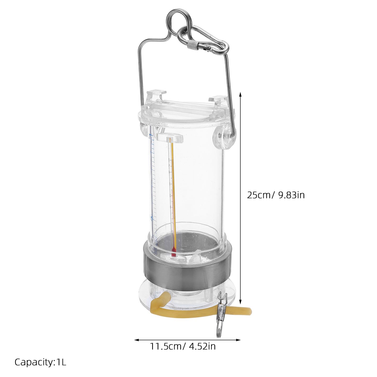 Muestreador de Agua Marina 1l Portátil de Acero Inoxidable y Acrílico | Análisis de Ríos, Lagos y Estanques, Equipo Científico para Investigación Acuática, Cuerda Color Aleatorio