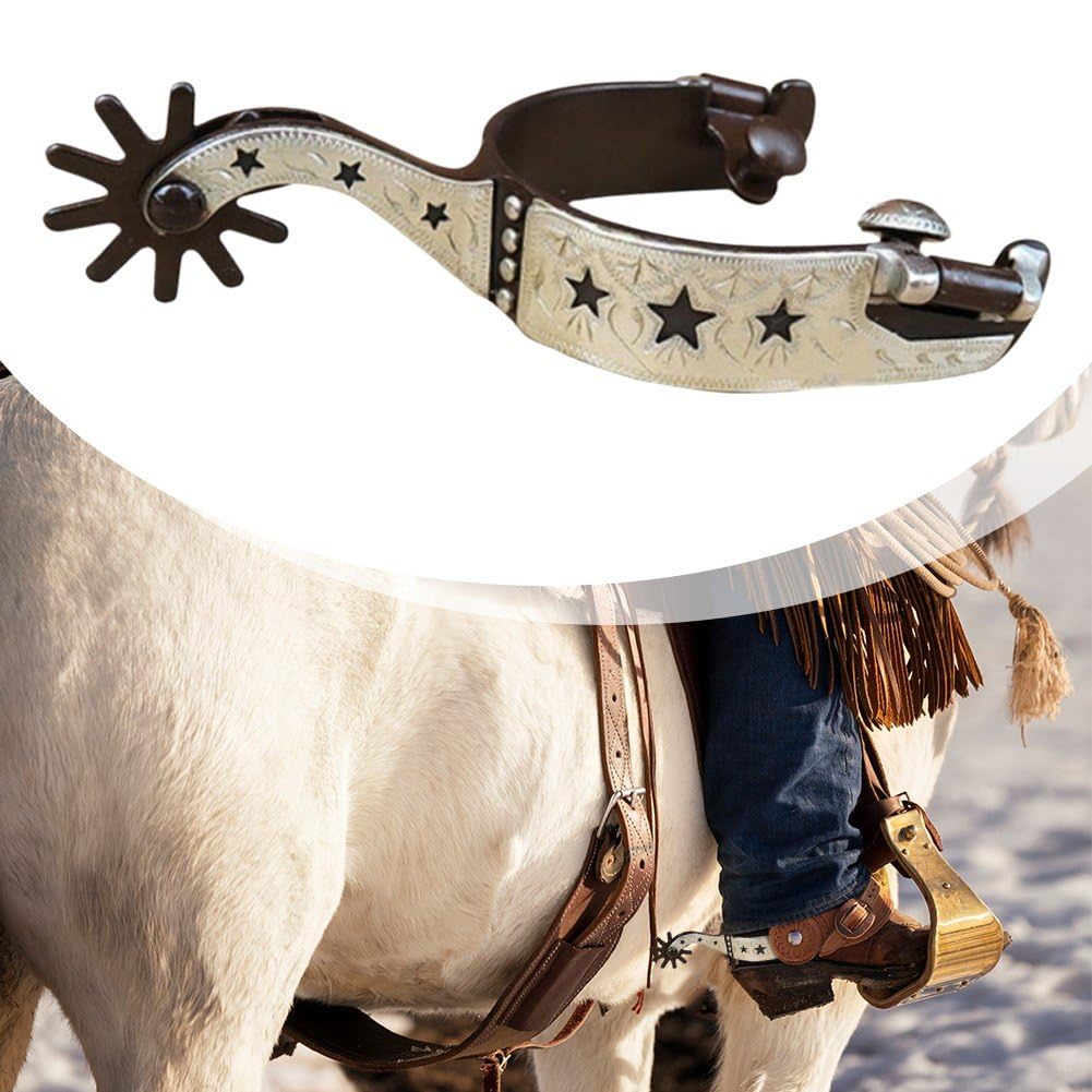 1 Par De Espuelas para Botas De Montar, Espuelas De Caballo De Vaquero De Acero Carbono Occidental, Equipo para Entrenamiento Ecuestre, Espuelas De Vaquero para Caballo