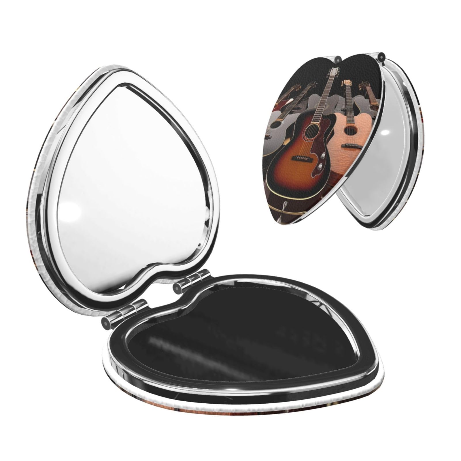 DWVTSLH Guitar Compact Mirror for Purse, Double-Sided 2X/1X Magnifying Mirror for Women Men, Travel Makeup Mirror for Handbag, Handheld Vanity Mirror for Gift