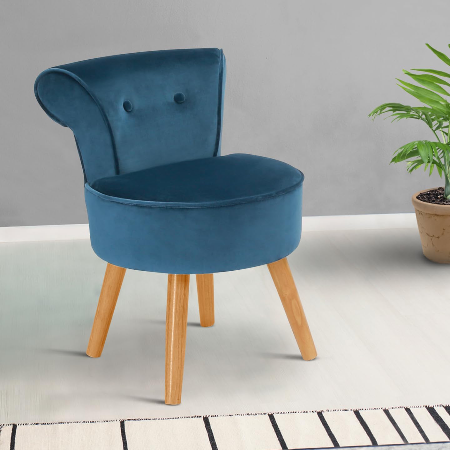 IDMarket - Fauteuil Crapaud en Velours Bleu