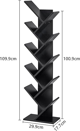 Miniatura 8 de Hoctieon - Estantería de árbol de 10 niveles, estantería de 10 estantes, estantería de árbol independiente, estante de piso para libros, estantes